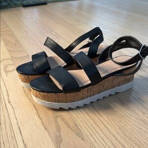 Madden Girl Black and Tan Platform Sandals